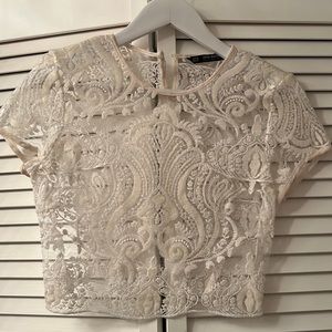 ZARA 2017 Collection Sequin/Lace Cropped Top
